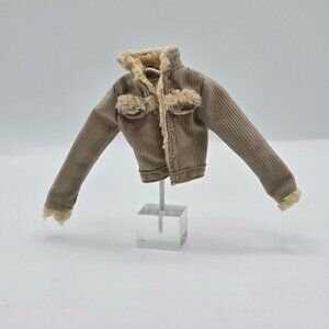Barbie Doll Faux Fur Corduroy Jacket Outfit Beige & Cream For Cali Girl Dolls